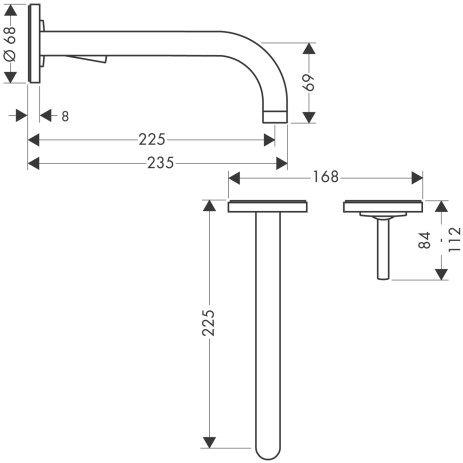 Hansgrohe Waschtischmischer Unterputz AXOR Uno chrom mit Auslauf 220mm