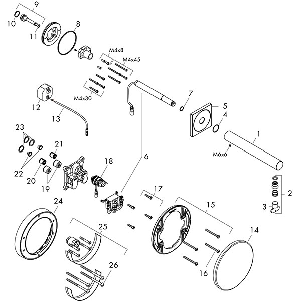 Hansgrohe Waschtischmischer Unterputz Axor Uno Elektronik chrom langer Auslauf
