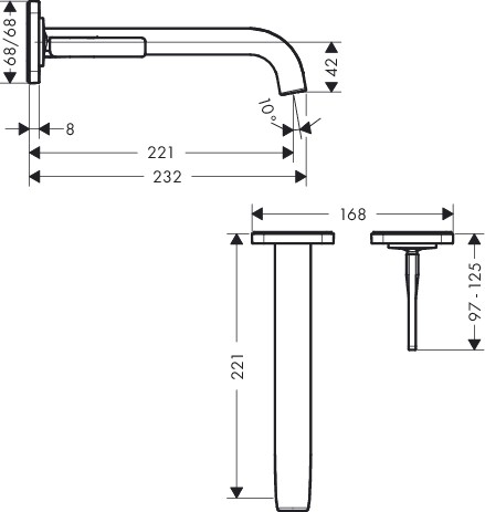 Hansgrohe Waschtischmischer UP Axor Citterio E F-Set chrom kurzer Auslauf