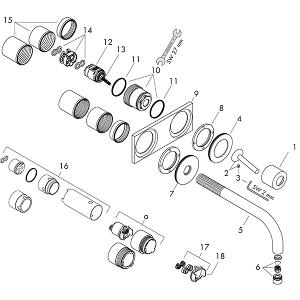 Hansgrohe Waschtischmischer UP Axor Uno chrom mit Auslauf 160mm u.Platte