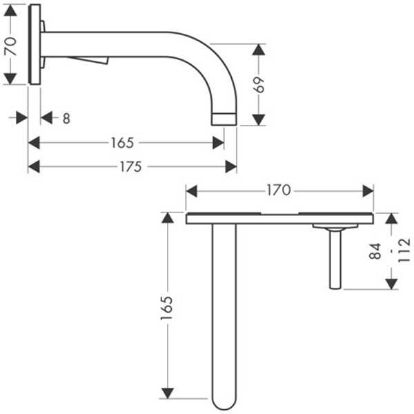 Hansgrohe Waschtischmischer UP Axor Uno chrom mit Auslauf 160mm u.Platte