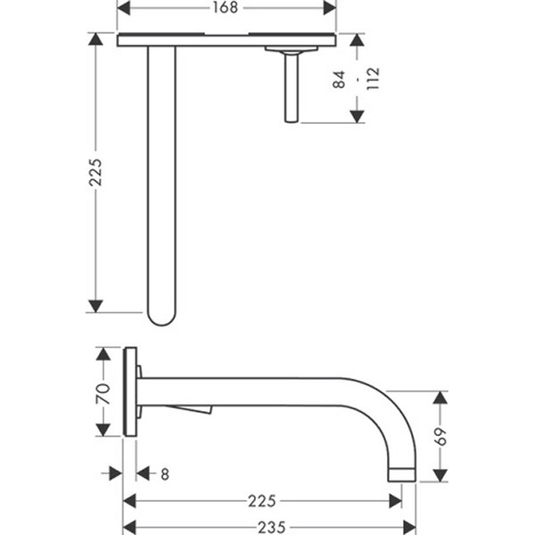 Hansgrohe Waschtischmischer UP AXOR Uno chrom mit Auslauf 220mm und Platte
