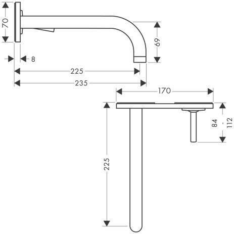 Hansgrohe Waschtischmischer UP AXOR Uno chrom mit Auslauf 220mm und Platte