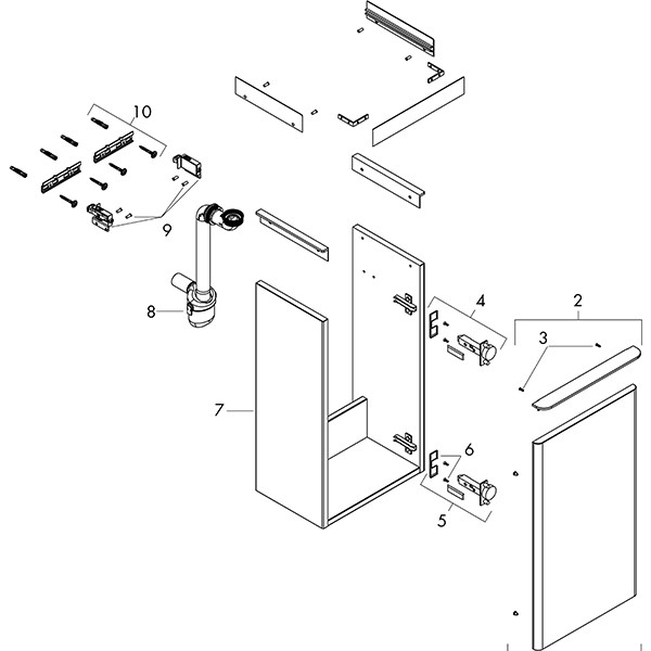 Hansgrohe Waschtischunterschrank Xelu Q ECHN 340x245mm f.HWB,Türanschl.re.chrom