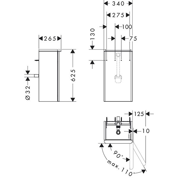 Hansgrohe Waschtischunterschrank Xelu Q ECHN 340x245mm f.HWB,Türanschlag.re. Matt White