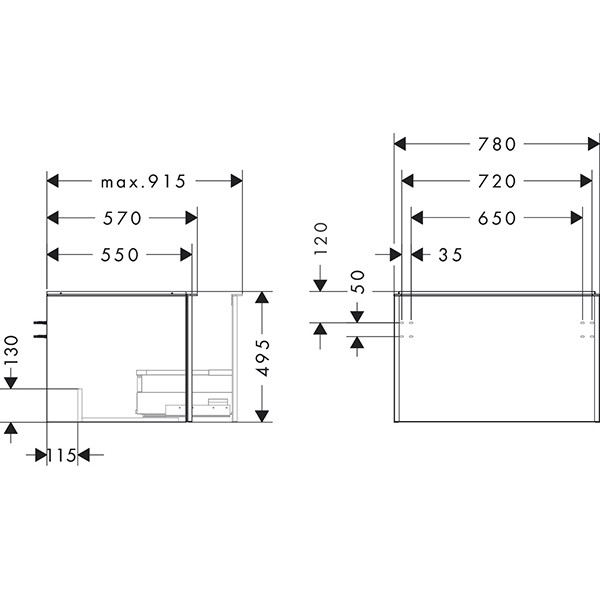 Hansgrohe Waschtischunterschrank Xelu Q NBD 780x540mm m.1SK f.Kons.m.AWT ge chr