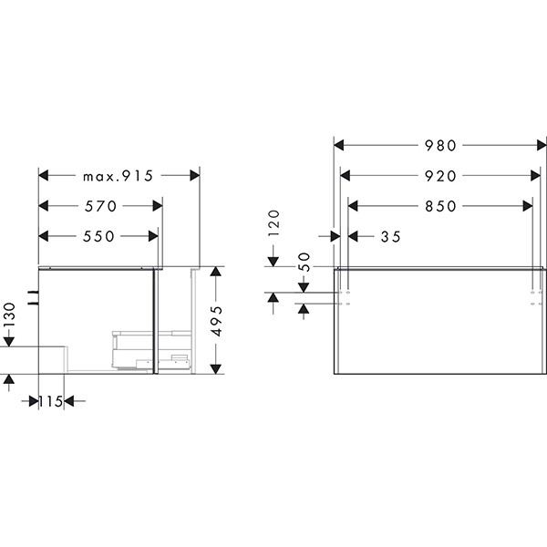 Hansgrohe Waschtischunterschrank Xelu Q we hgl 980x540mm 1SK f.Kons./AWT ge Matt White