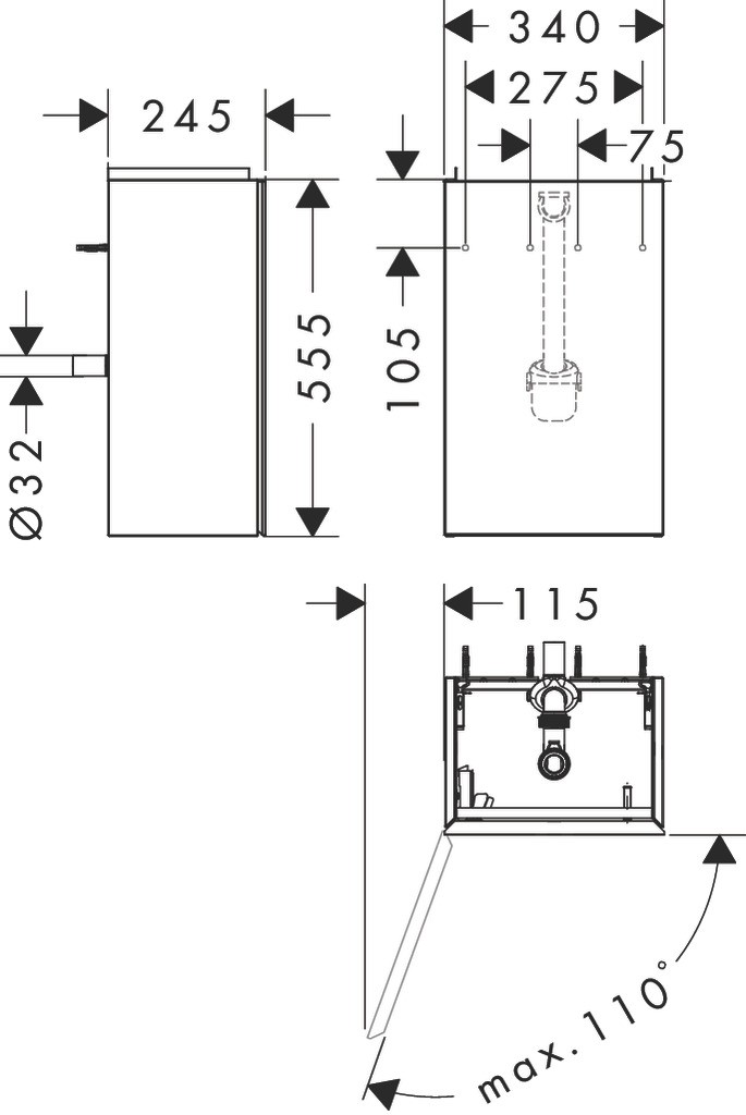 Hansgrohe Waschtischunterschrank Xevolos E Sgma 340/245mm für HWB, Türanschlag links BZs