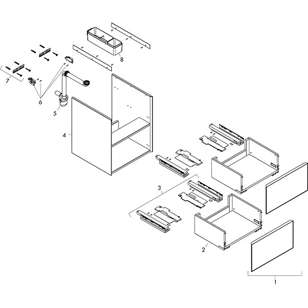 Hansgrohe Waschtischunterschrank Xevolos E Sgma 480/475mm mit 2 Schubkästen für HWB SGme