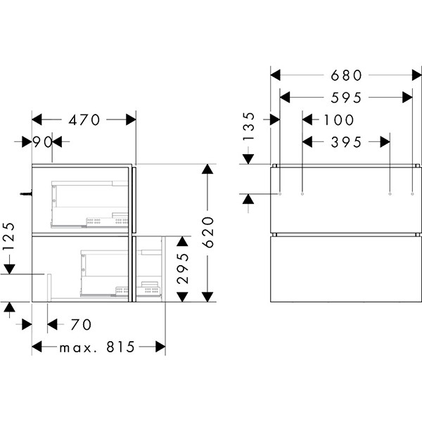 Hansgrohe Waschtischunterschrank Xilesa E  680x470mm m.2SK PushOpen f.WB ECHK