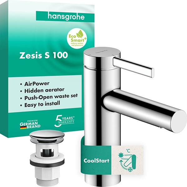 Hansgrohe WTM 100 Zesis S CoolStart mit  Push-Open-Ablaufgarnitur chrom