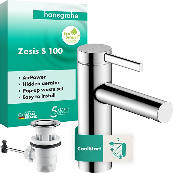 Hansgrohe WTM 100 Zesis S CoolStart  mit Zugstangen-Ablaufgarnitur chrom