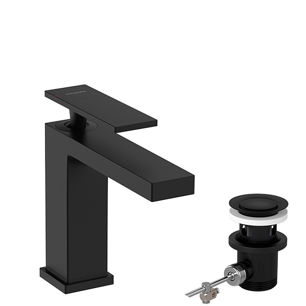 Hansgrohe WTM 110 Tecturis E CoolStart mit Zugstangen-Ablaufgarnitur Matt Black