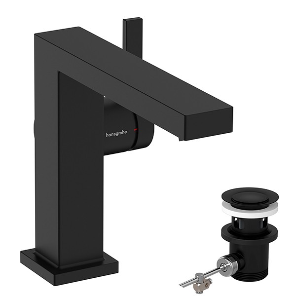 Hansgrohe WTM 110 Tecturis E Fine CoolStart mit Zugstangen-Ablaufgarnitur Matt Black
