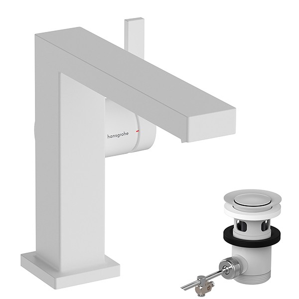 Hansgrohe WTM 110 Tecturis E Fine CoolStart mit Zugstangen-Ablaufgarnitur Matt White