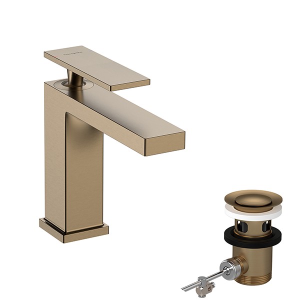 Hansgrohe WTM 110 Tecturis E mit Zugstangen-Ablaufgarnitur Brushed Bronze