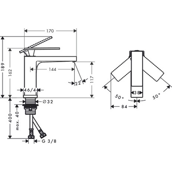 Hansgrohe WTM 110 Tecturis E ohne Ablaufgarnitur Matt Black