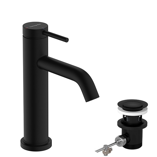 Hansgrohe WTM 110 Tecturis S CoolStart mit Zugstangen-Ablaufgarnitur Matt Black