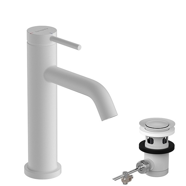 Hansgrohe WTM 110 Tecturis S CoolStart mit Zugstangen-Ablaufgarnitur Matt White