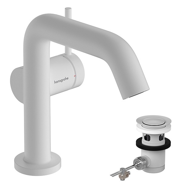 Hansgrohe WTM 110 Tecturis S Fine CoolStart mit Zugstangen-Ablaufgarnitur Matt White