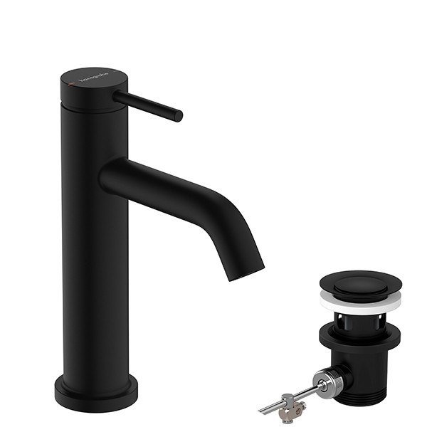 Hansgrohe WTM 110 Tecturis S mit Zugstangen-Ablaufgarnitur Matt Black