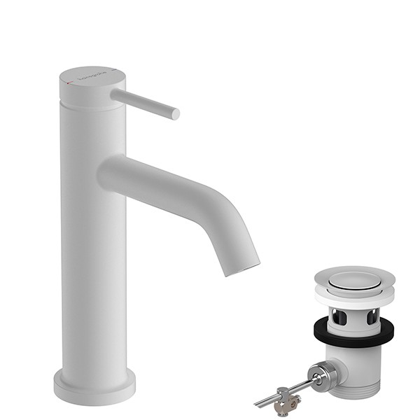 Hansgrohe WTM 110 Tecturis S mit Zugstangen-Ablaufgarnitur Matt White