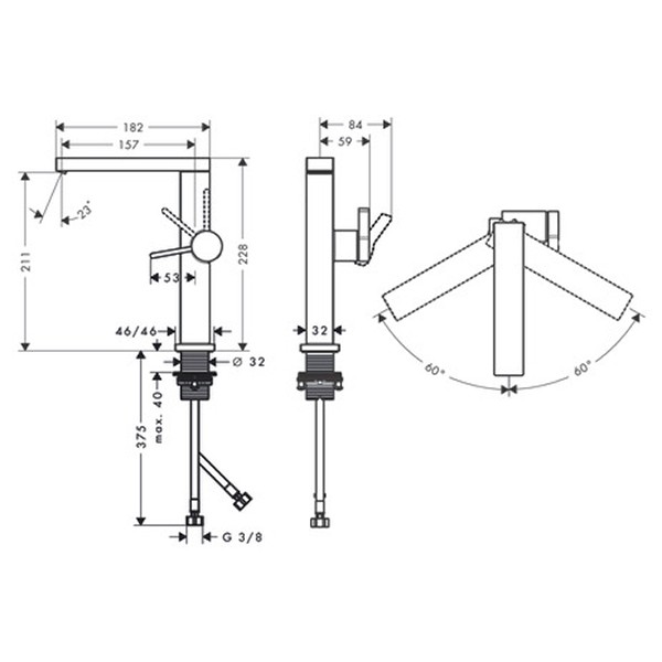 Hansgrohe WTM 210 Tecturis E Fine CoolStart Schwenkauslauf m.Push-Open Ablaufgar. Matt Black