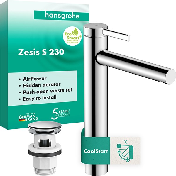 Hansgrohe WTM 230 Zesis S CoolStart mit  Push-Open-Ablaufgarnitur chrom