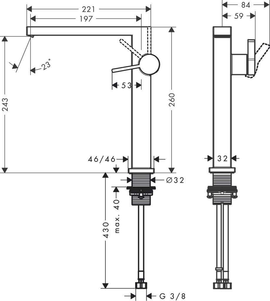 Hansgrohe WTM 240 Tecturis E Fine CoolStart ohne Ablaufgarnitur Matt Black