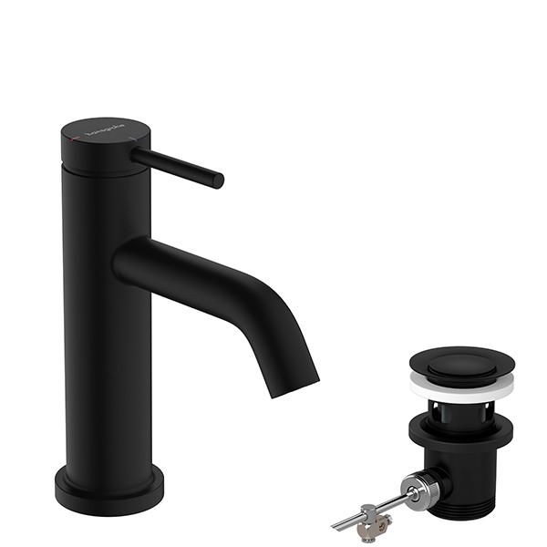 Hansgrohe WTM 80 Tecturis S CoolStart mit Zugstangen-Ablaufgarnitur Matt Black
