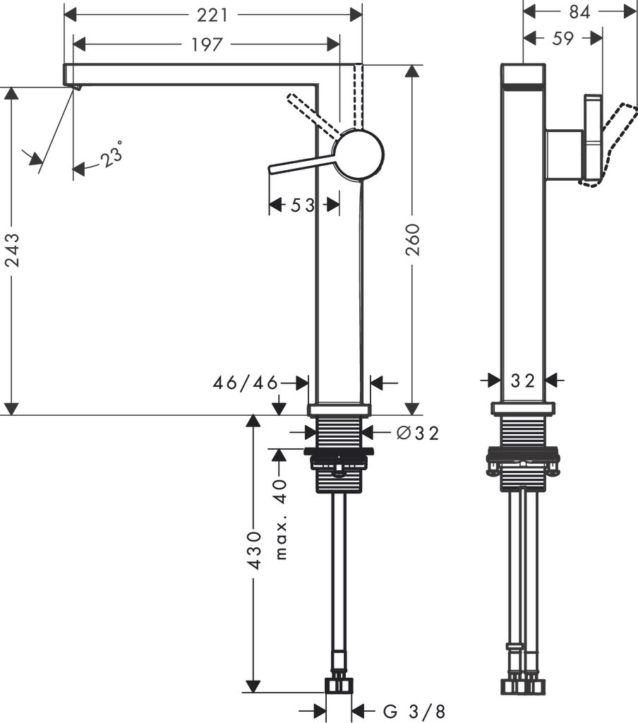 Hansgrohe WTM Tecturis E 240 Fine CoolStart mit Push-Open Ablaufgarnitur Matt Black