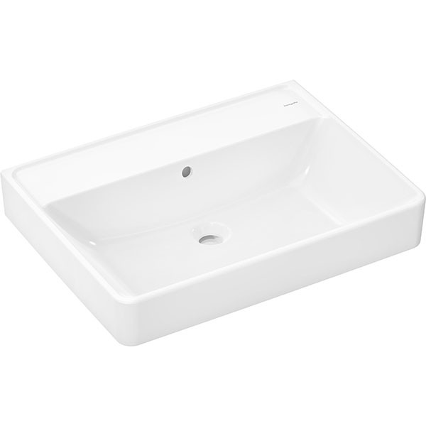 Hansgrohe Xanuia Q Aufsatzwaschtisch geschliffen 650/480 ohne Hahnloch mit Überlauf Weiß