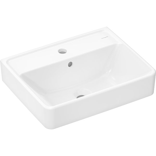 Hansgrohe Xanuia Q Handwaschbecken 500/390 mit Hahnloch und Überlauf Weiß