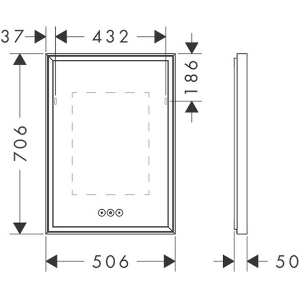 Hansgrohe Xarita E Spiegel 500/50 m.LED Beleuchtung kapaz.Berührungssen. Matt White
