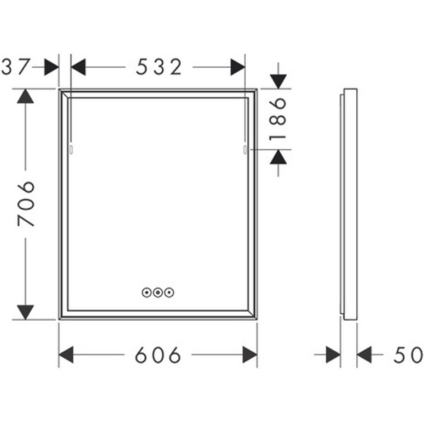 Hansgrohe Xarita E Spiegel 600/50 m.LED Beleuchtung kapaz.Berührungssen. Matt White