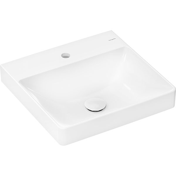Hansgrohe Xelu Q Aufsatz-Handwaschbecken geschliffen 500/480 mit Hahnloch ohne Überlauf, SmartClean Weiß