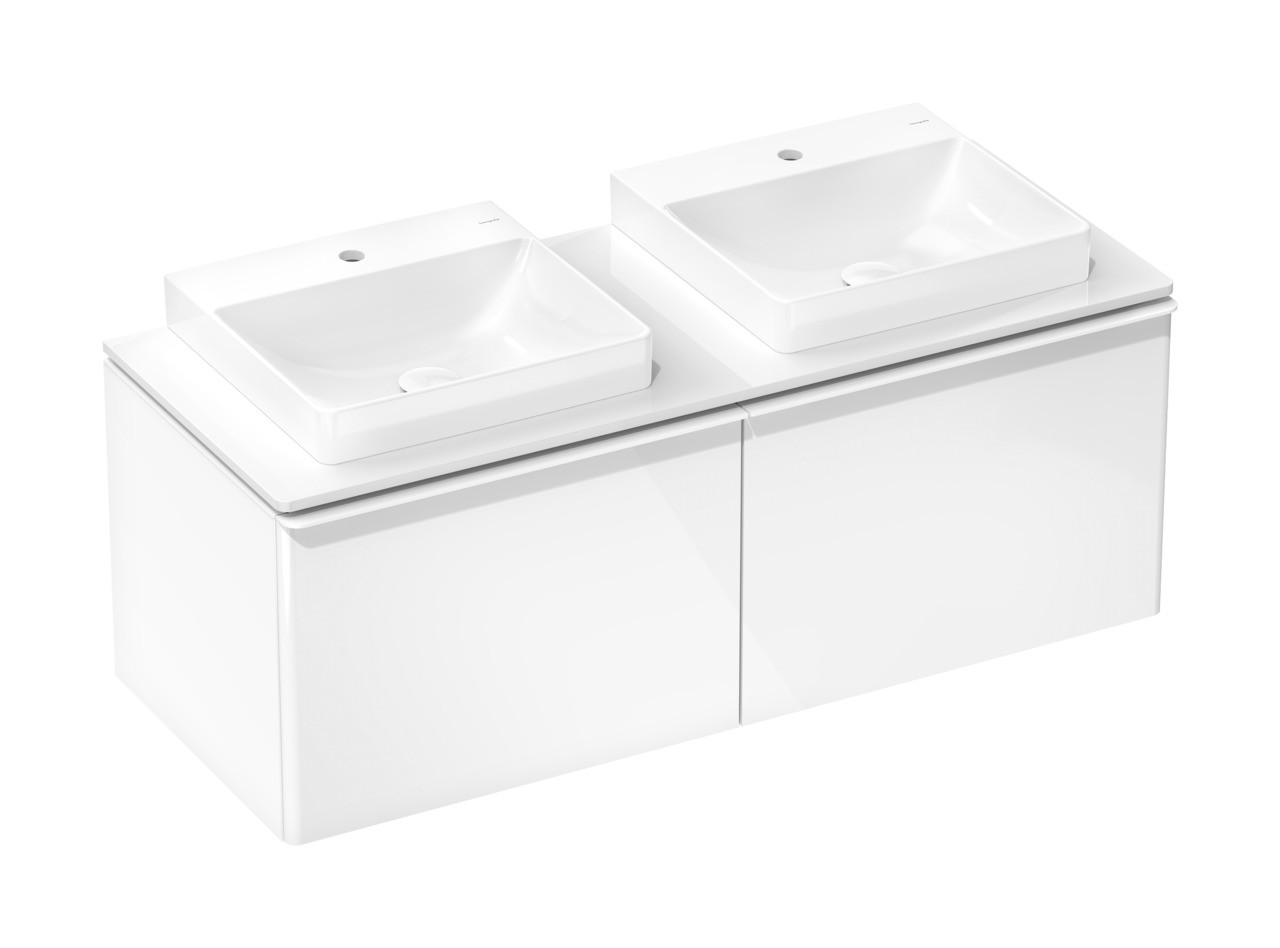 Hansgrohe Xelu Q Aufsatz-Handwaschbecken geschliffen 500/480 mit Hahnloch ohne Überlauf, SmartClean Weiß