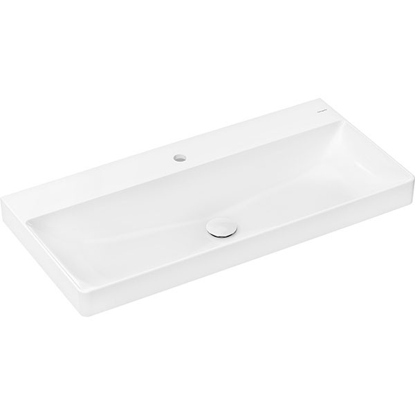 Hansgrohe Xelu Q Aufsatzwaschtisch geschliffen 1000/480 mit Hahnloch ohne Überlauf, SmartClean Weiß