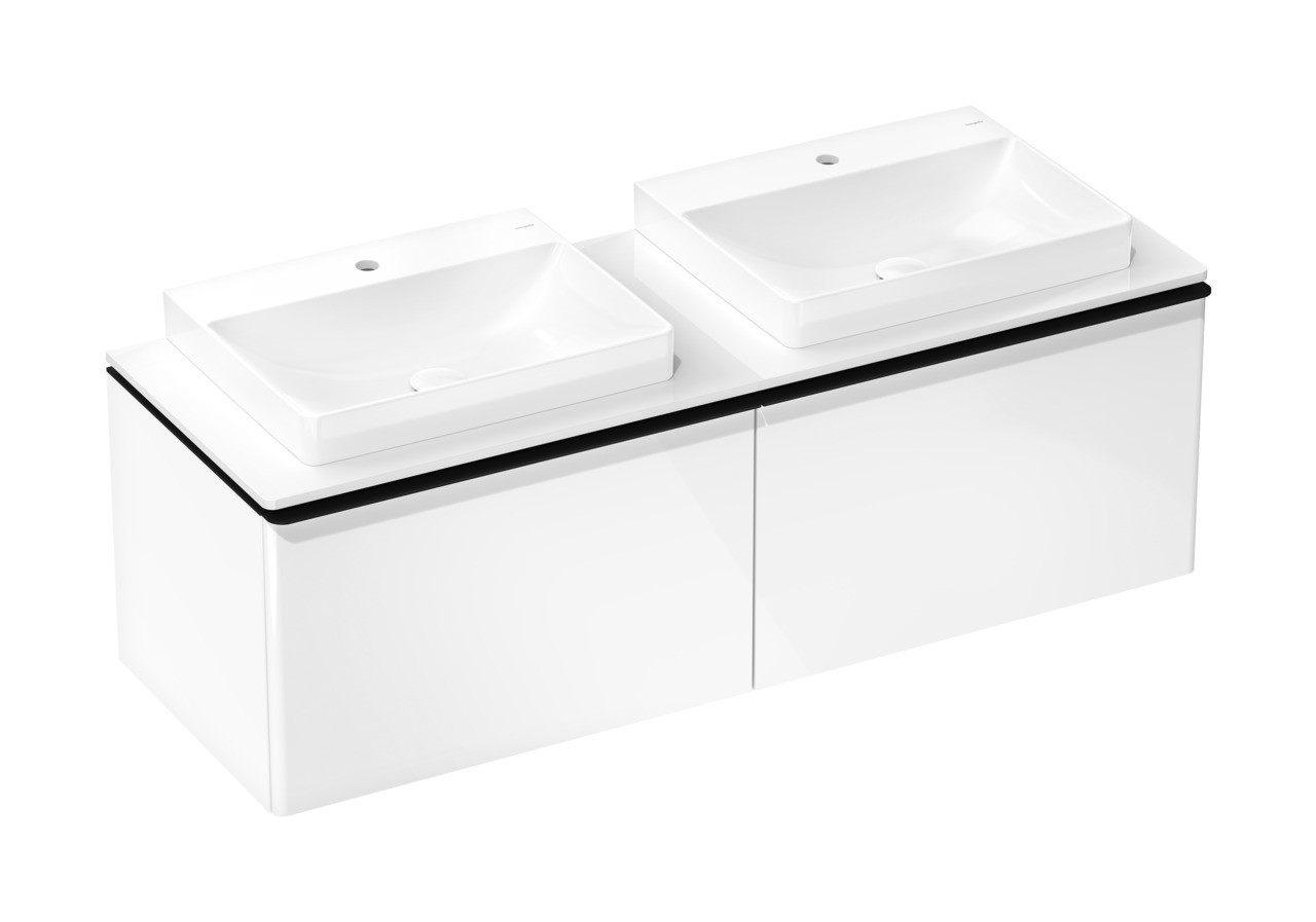 Hansgrohe Xelu Q Aufsatzwaschtisch geschliffen 600/480 mit Hahnloch ohne Überlauf, SmartClean Weiß