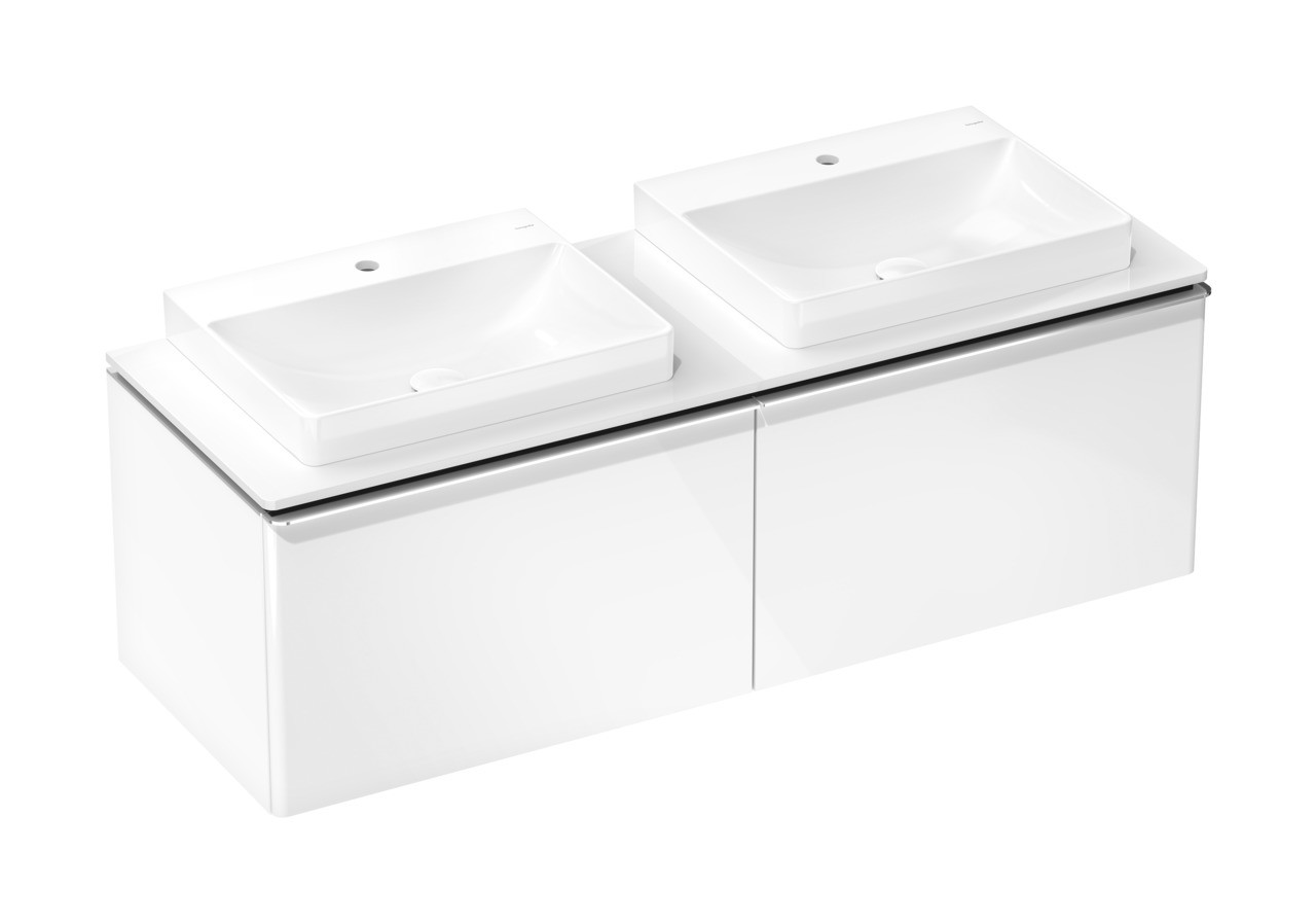 Hansgrohe Xelu Q Aufsatzwaschtisch geschliffen 600/480 mit Hahnloch ohne Überlauf, SmartClean Weiß