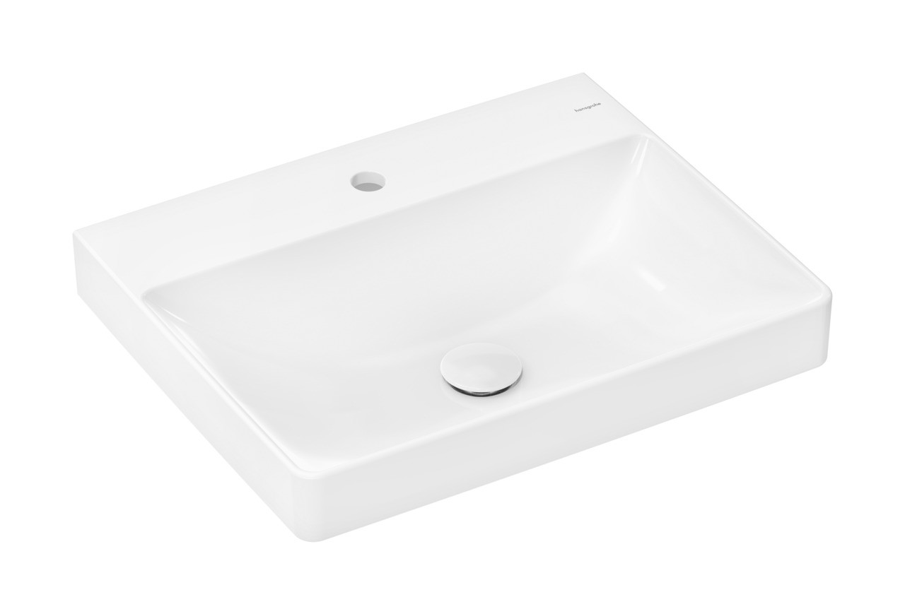 Hansgrohe Xelu Q Aufsatzwaschtisch geschliffen 600/480 mit Hahnloch ohne Überlauf, SmartClean Weiß