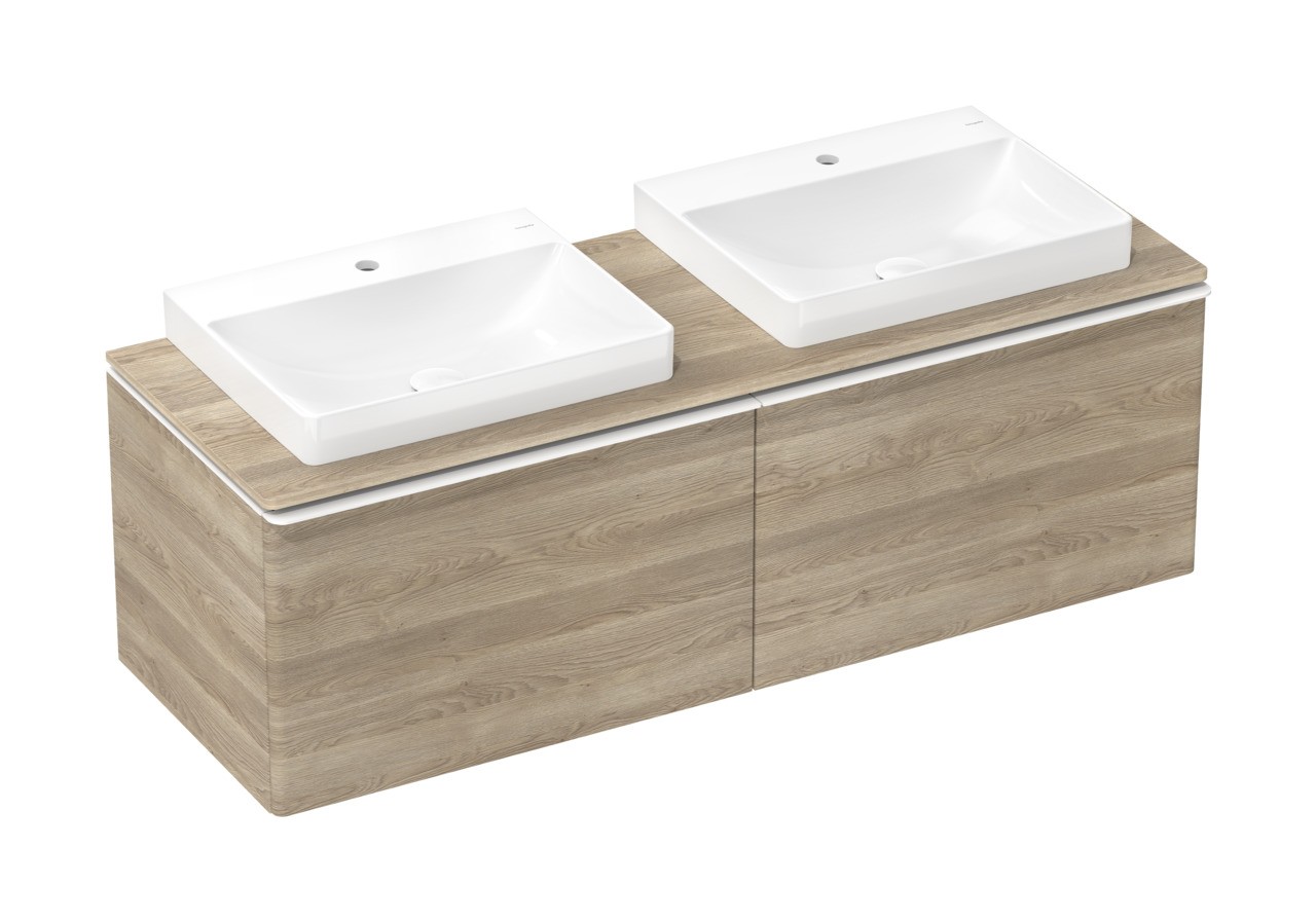 Hansgrohe Xelu Q Aufsatzwaschtisch geschliffen 600/480 mit Hahnloch ohne Überlauf, SmartClean Weiß