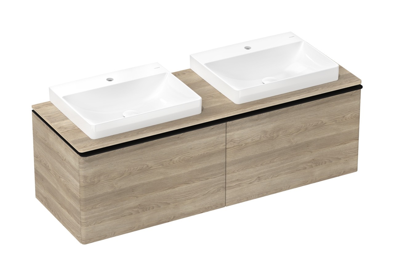 Hansgrohe Xelu Q Aufsatzwaschtisch geschliffen 600/480 mit Hahnloch ohne Überlauf, SmartClean Weiß