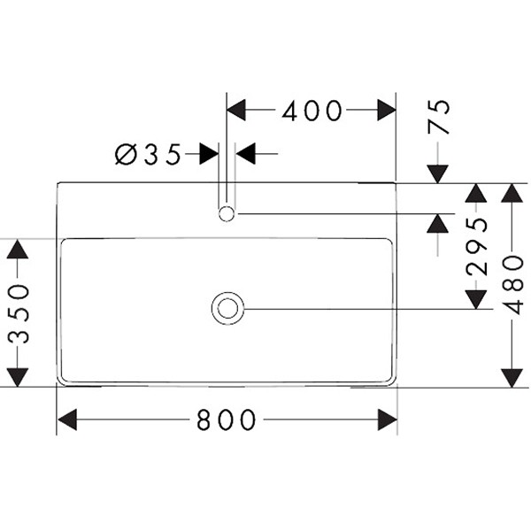 Hansgrohe Xelu Q Aufsatzwaschtisch geschliffen 800/480 mit Hahnloch ohne Überlauf, SmartClean Weiß