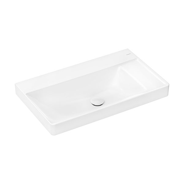 Hansgrohe Xelu Q Aufsatzwaschtisch geschliffen mit Ablage rechts 800/480 ohne Hahnloch und Überlauf,  SmartClean Weiß