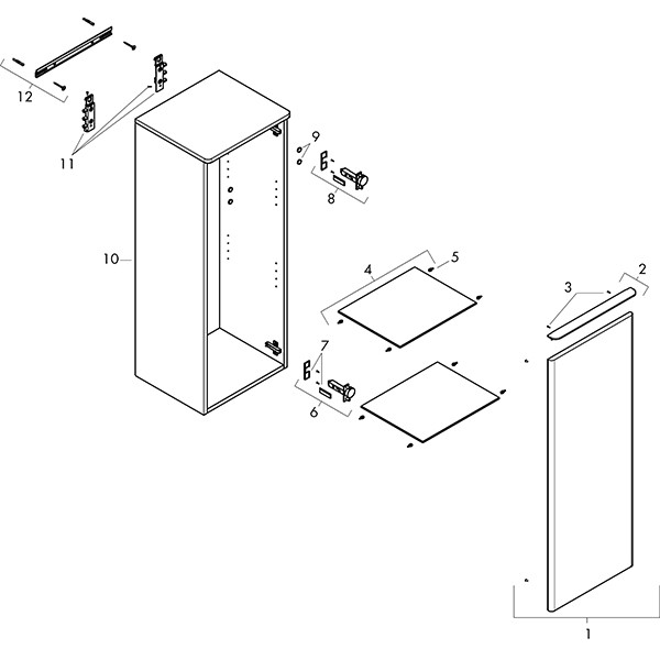 Hansgrohe Xelu Q Halbhochschrank Eiche Natur 400/350, Türanschlag rechts Chrom