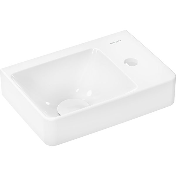 Hansgrohe Xelu Q Handwaschbecken mit Ablage rechts 360/250 mit Hahnloch ohne Überlauf, SmartClean Weiß