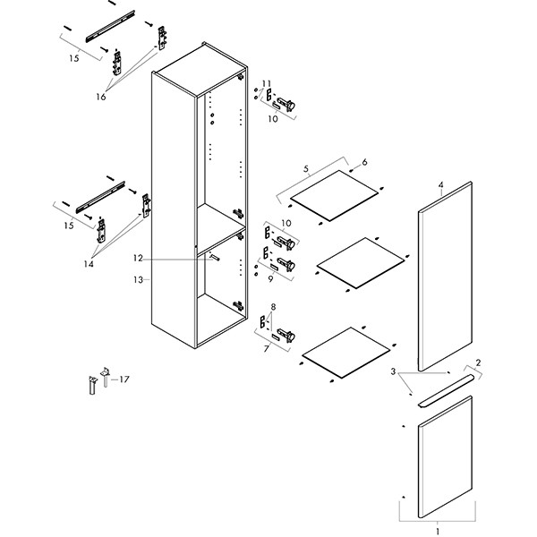 Hansgrohe Xelu Q Hochschrank Weiß Hochglanz 400/350, Türanschlag rechts Mattschwarz