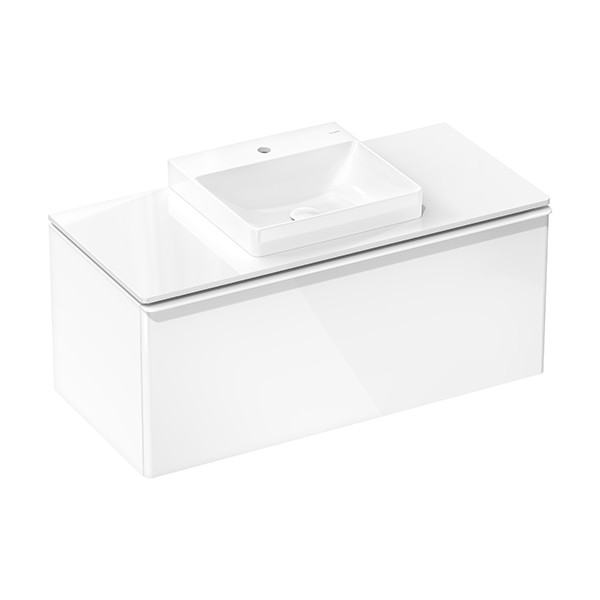 Hansgrohe Xelu Q Konsole 1180/550 mit Ausschnitt mittig für Aufsatzwaschtisch geschliffen 500/480 Weiß Hochglanz