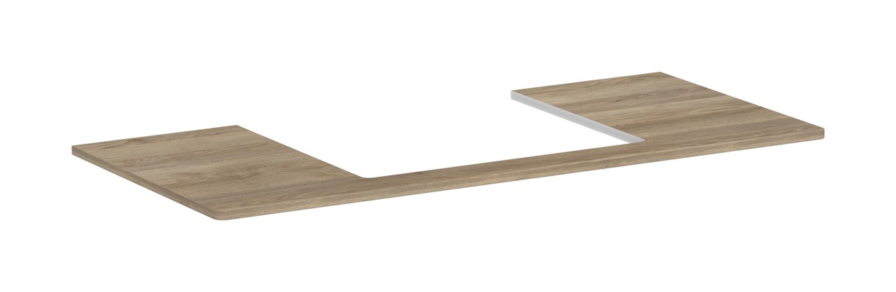 Hansgrohe Xelu Q Konsole 1180/550 mit Ausschnitt mittig für Aufsatzwaschtisch geschliffen 600/480 Eiche Natur